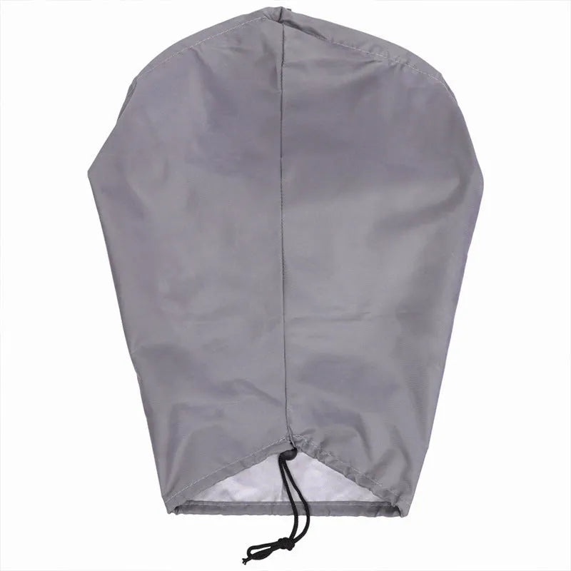 Grey waterproof drawstring cover for electric vehicle charging port.