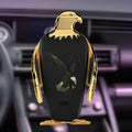 Wireless charging car phone holder in Eagle style with suction cup mount.