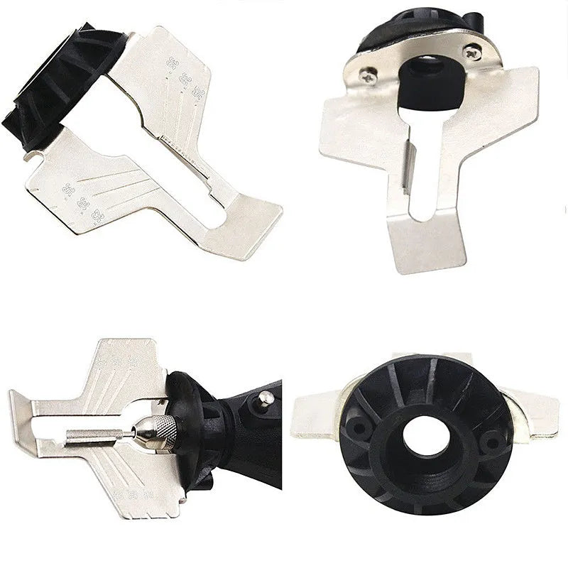 Electric grinding chain sharpening accessory set with high speed steel attachment, polishing tools, and ruler