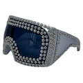 Men's punk sunglasses with large rim square rivet design in silver colour