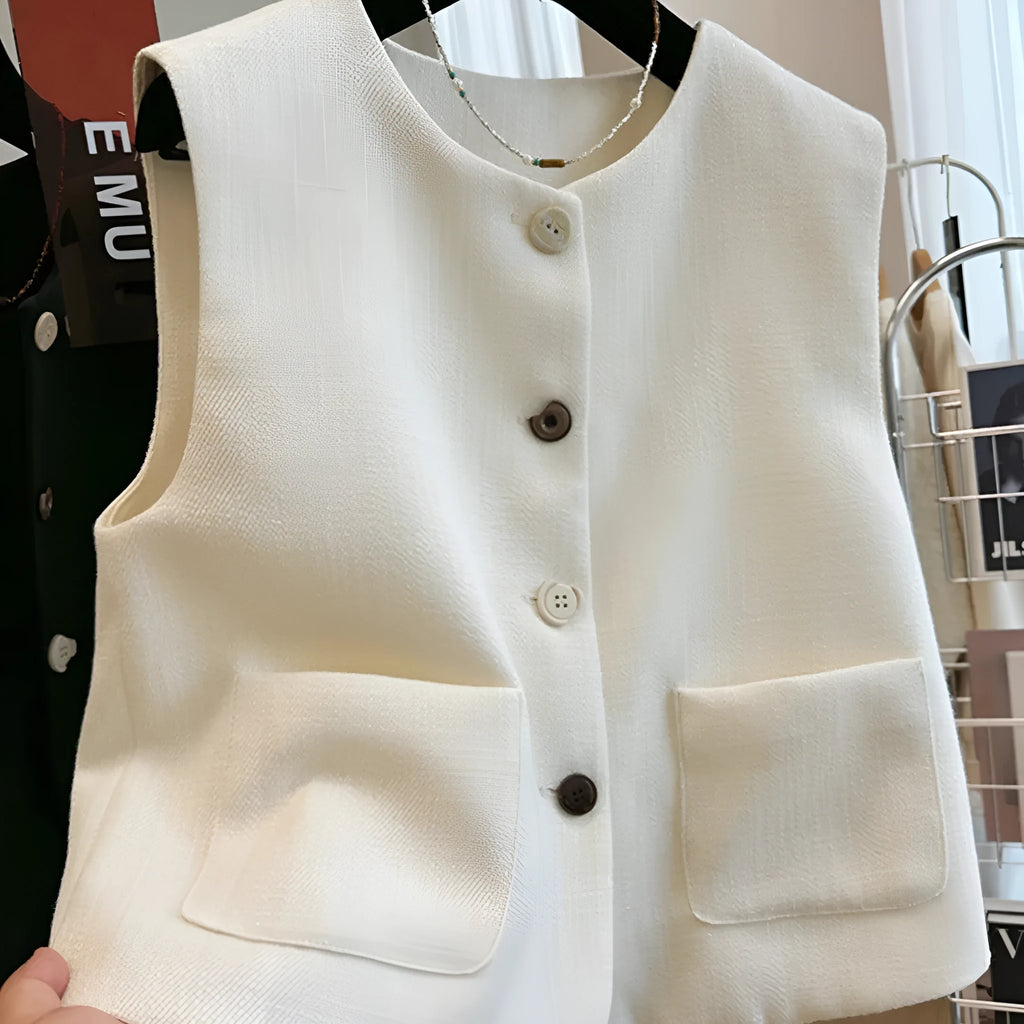 Women's French style round neck bandage vest dress in polyester fabric