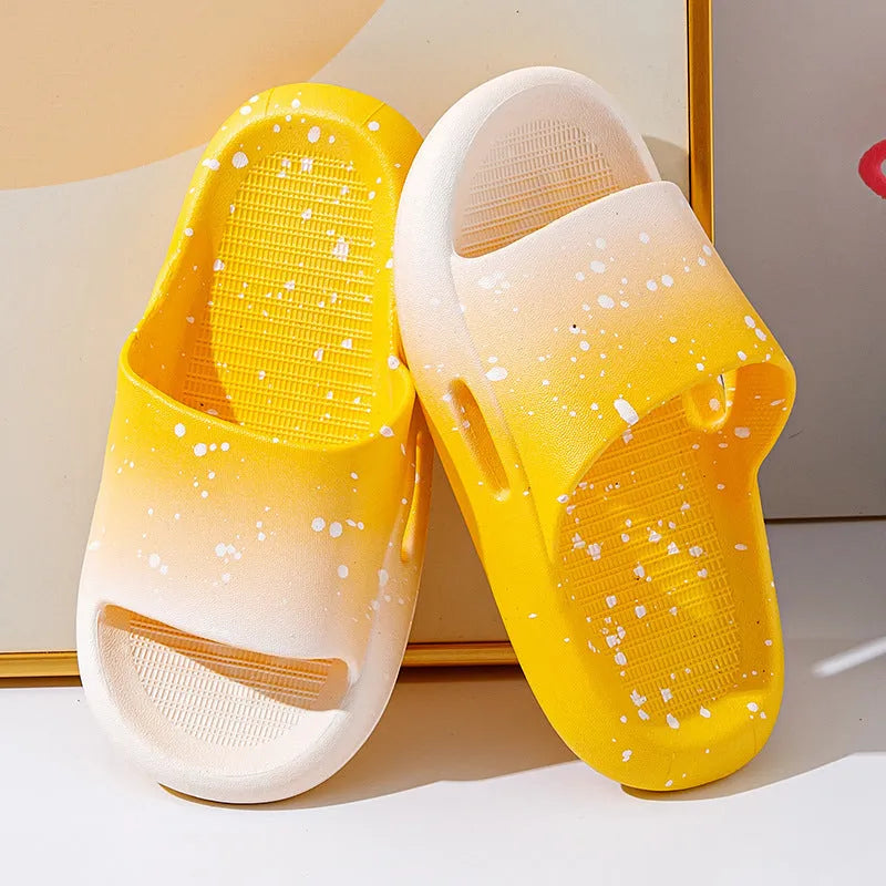 Gradient coloured PVC sandals for children with non-slip soles in blue, green, orange, pink and yellow options