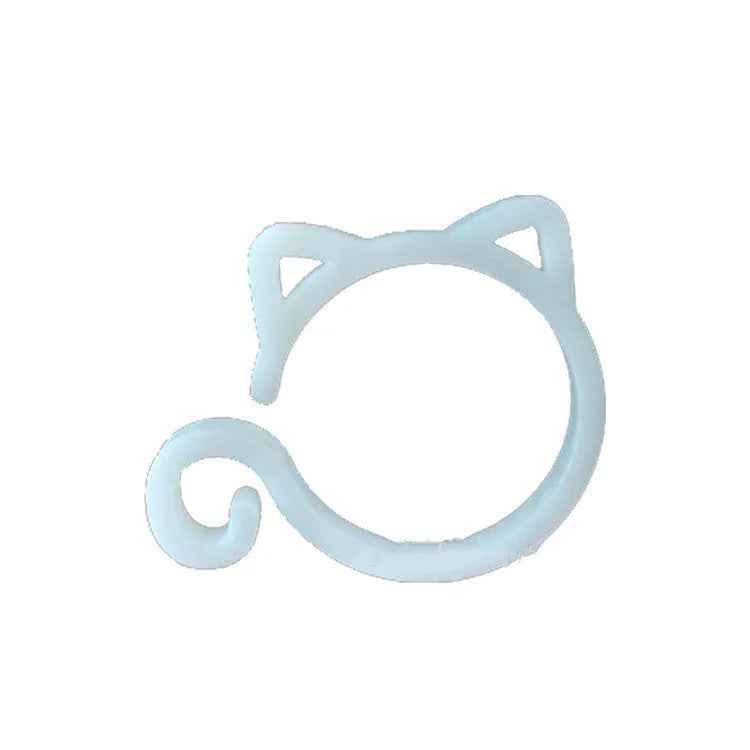 Plastic cat-shaped plant clip for gardening support in red, yellow, green, or white colours