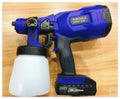 Blue cordless electric paint spray gun with 800ml container and trigger