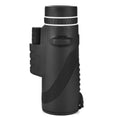 Black 40x60 monocular telescope with 144mm length showing objective lens and eyepiece