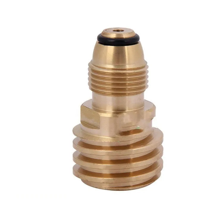 Gold brass gas brazier adapter with 7mm taper thread for LPG charging connections