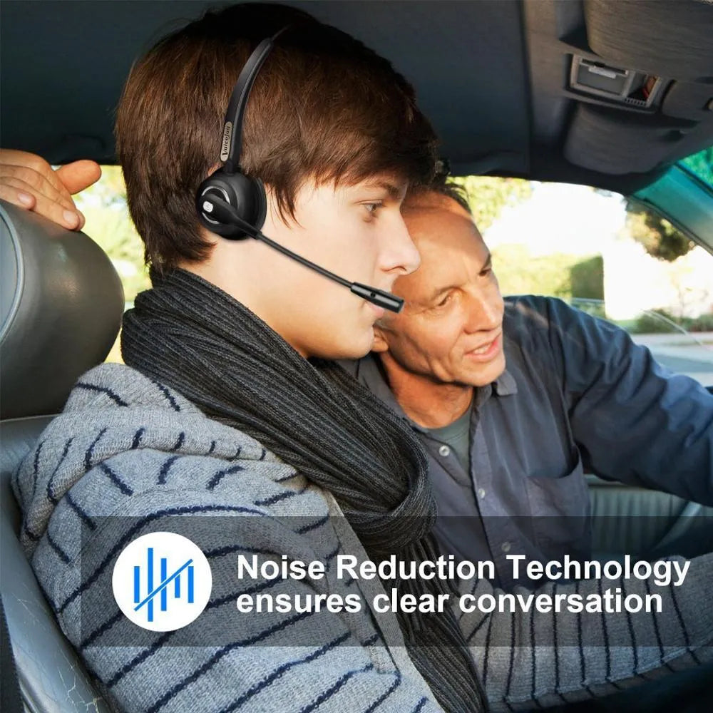 Truck driver Bluetooth headset with noise cancelling microphone for clear calls in noisy environments