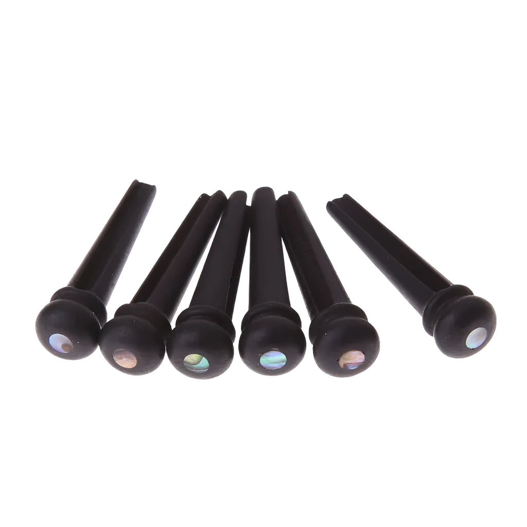 Six matt black ebony guitar string nails with 5.3mm bayonet for folk acoustic guitars