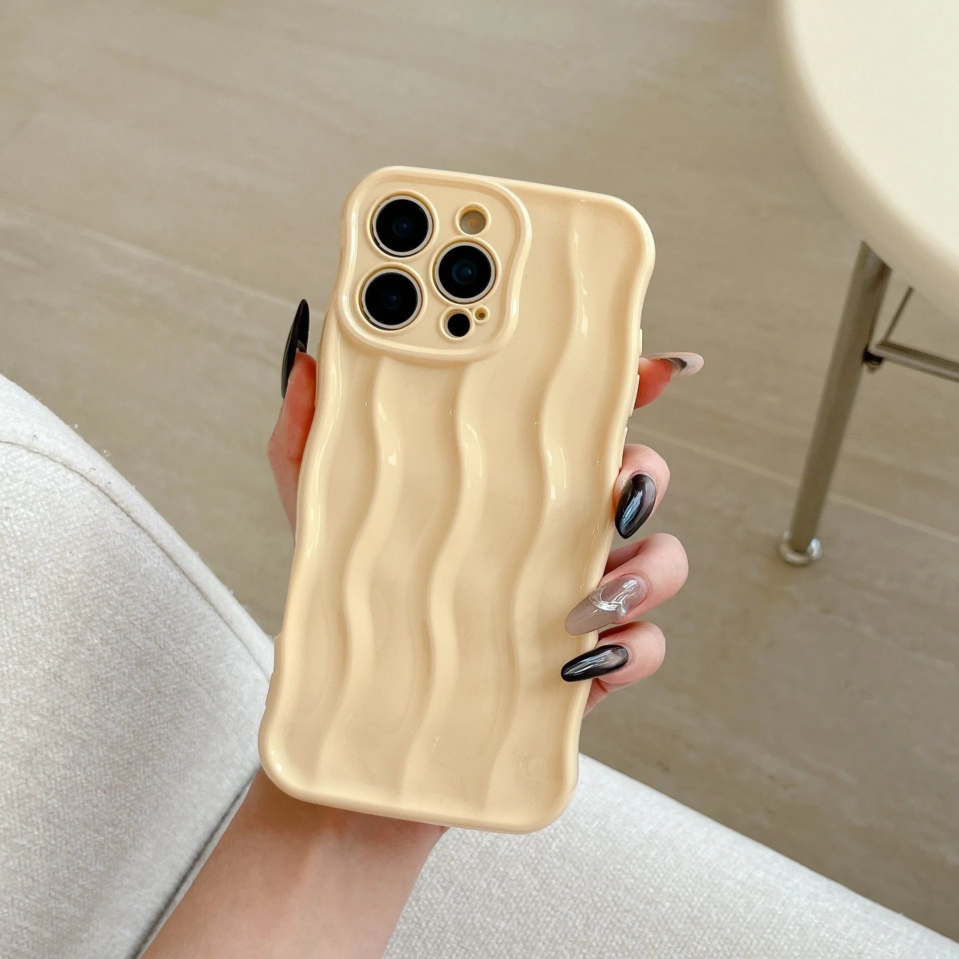 Electroplating three-dimensional wave stripe TPU phone case for iPhone 17 series in multiple colour options