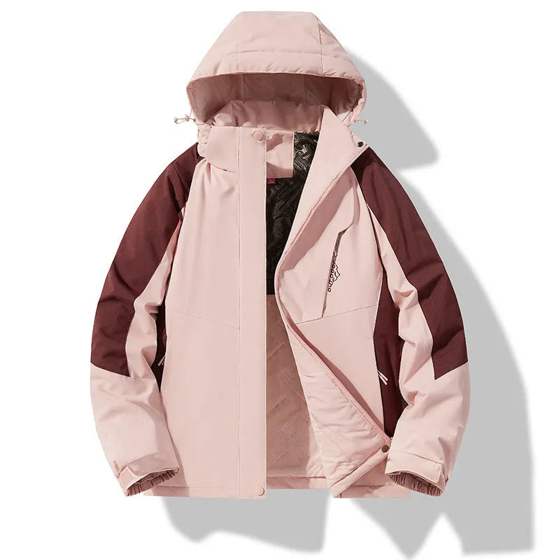 Thick warm cotton-padded jacket for women, windproof waterproof, puzzle pattern, army green colour