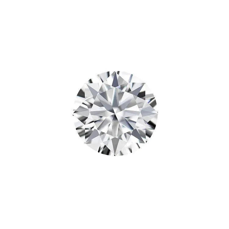 Round moissanite loose gemstone with eight hearts and eight arrows cut on a dark surface