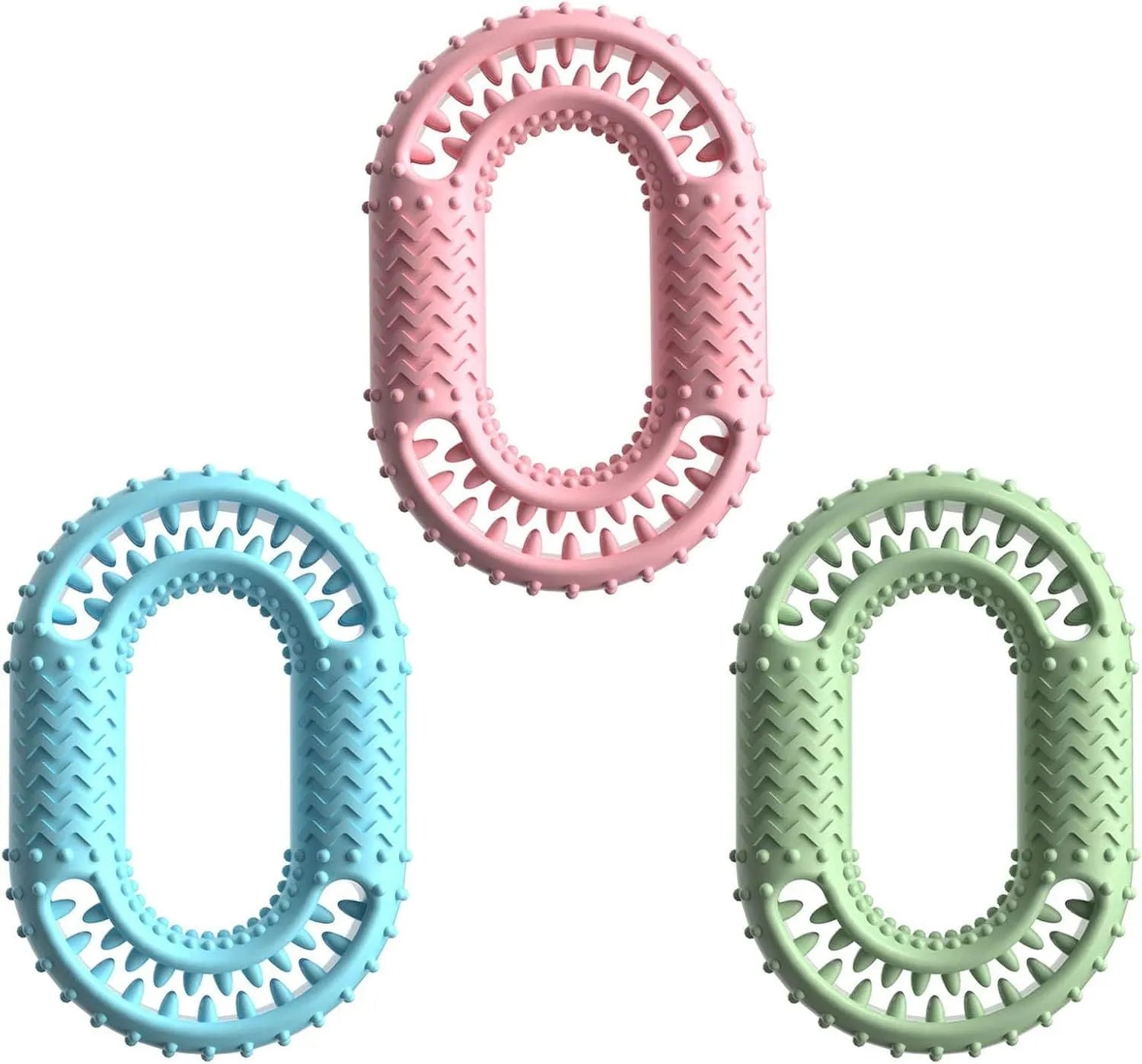 Blue o-ring shaped dog toy for aggressive chewers measuring 12.5 cm