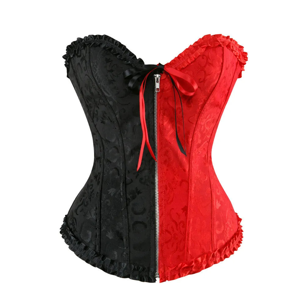 Women's spandex zipper corset in multiple colours with front fastening