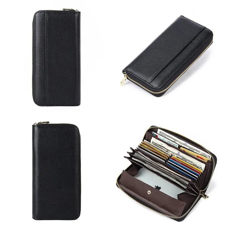 Genuine leather women's wallet in multiple solid colours showing interior card storage compartments