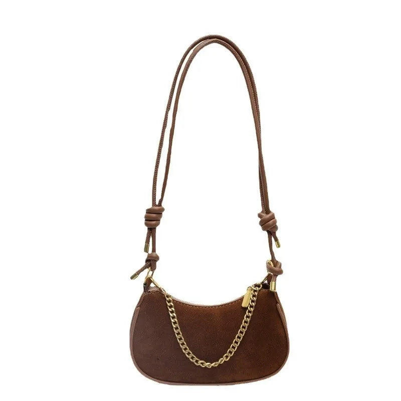 Minority Simple Frosted Small Square Crossbody Shoulder Bag in brown with horizontal shape and sewing line details