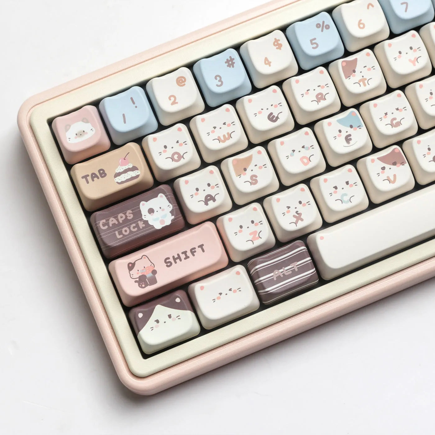 Sea Salt Cat themed PBT key cap set for mechanical keyboards showing two colour suits