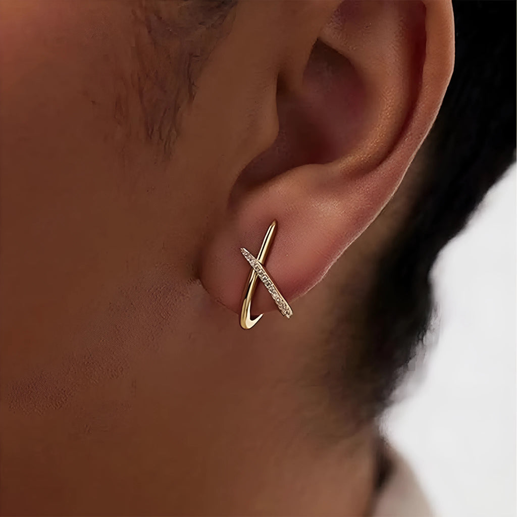 Electroplating 14K gold clip-on earrings, geometric shape, fashion OL style, zinc alloy, three colour pairs
