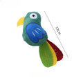 Plush cat toy shaped like a blue parrot with a hidden catnip pocket for interactive play.