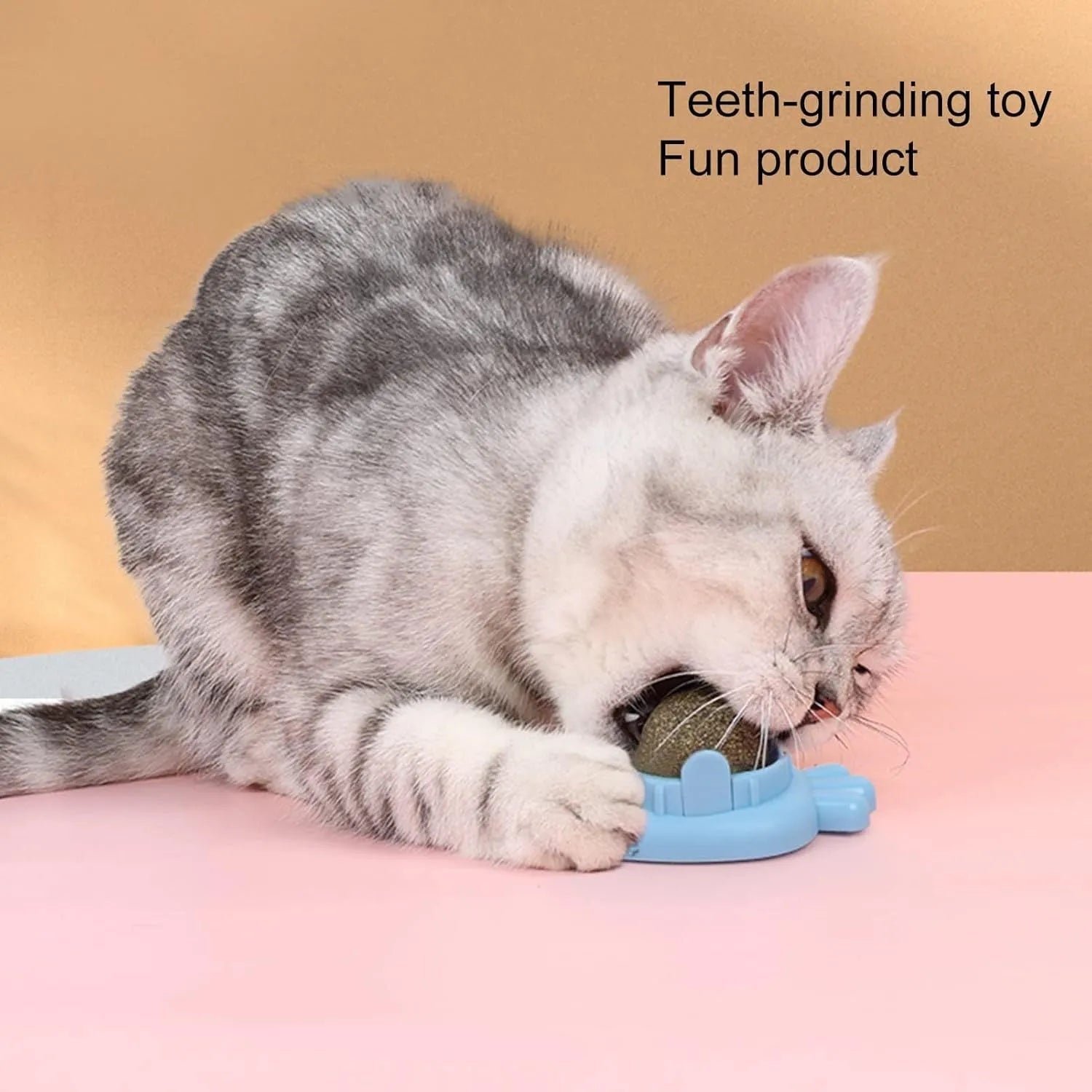 Blue carrot-shaped catnip toy with self-adhesive wall sticker for cat teeth cleaning