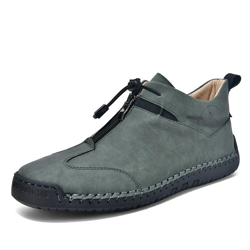 Men's casual leather shoes with round toe and height-increasing mid-heel in multiple colour options