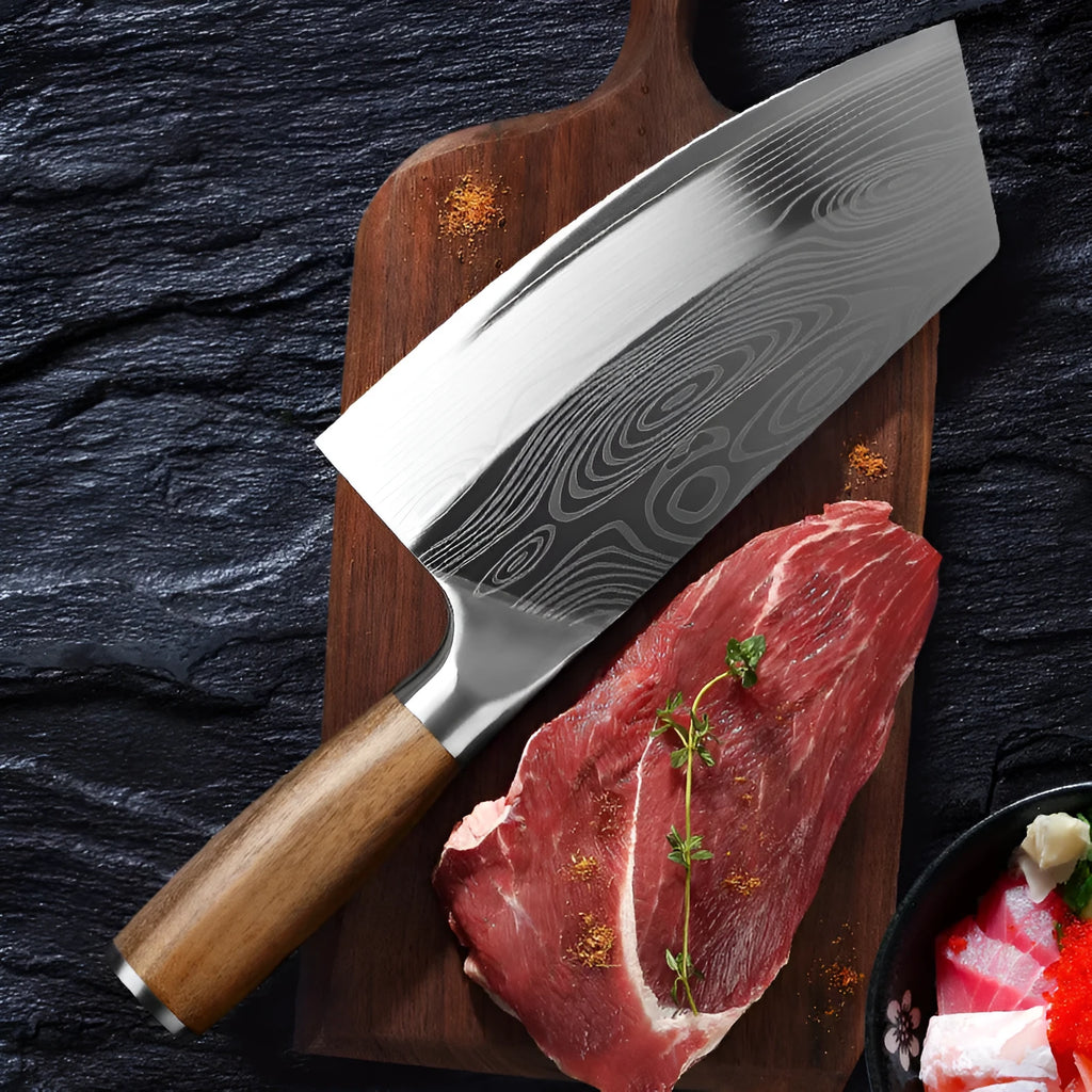 A 320mm long kitchen knife with a stainless steel blade, shown in the colour from the product photographs.