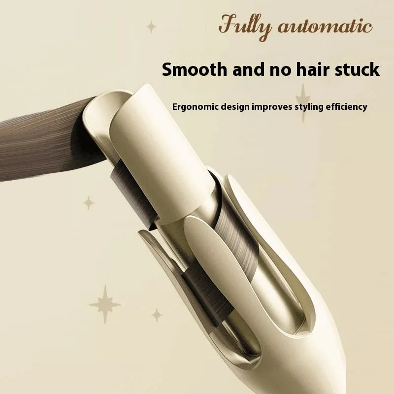 Automatic hair curler with 32mm ceramic barrel in white and pink colour with international power adapters