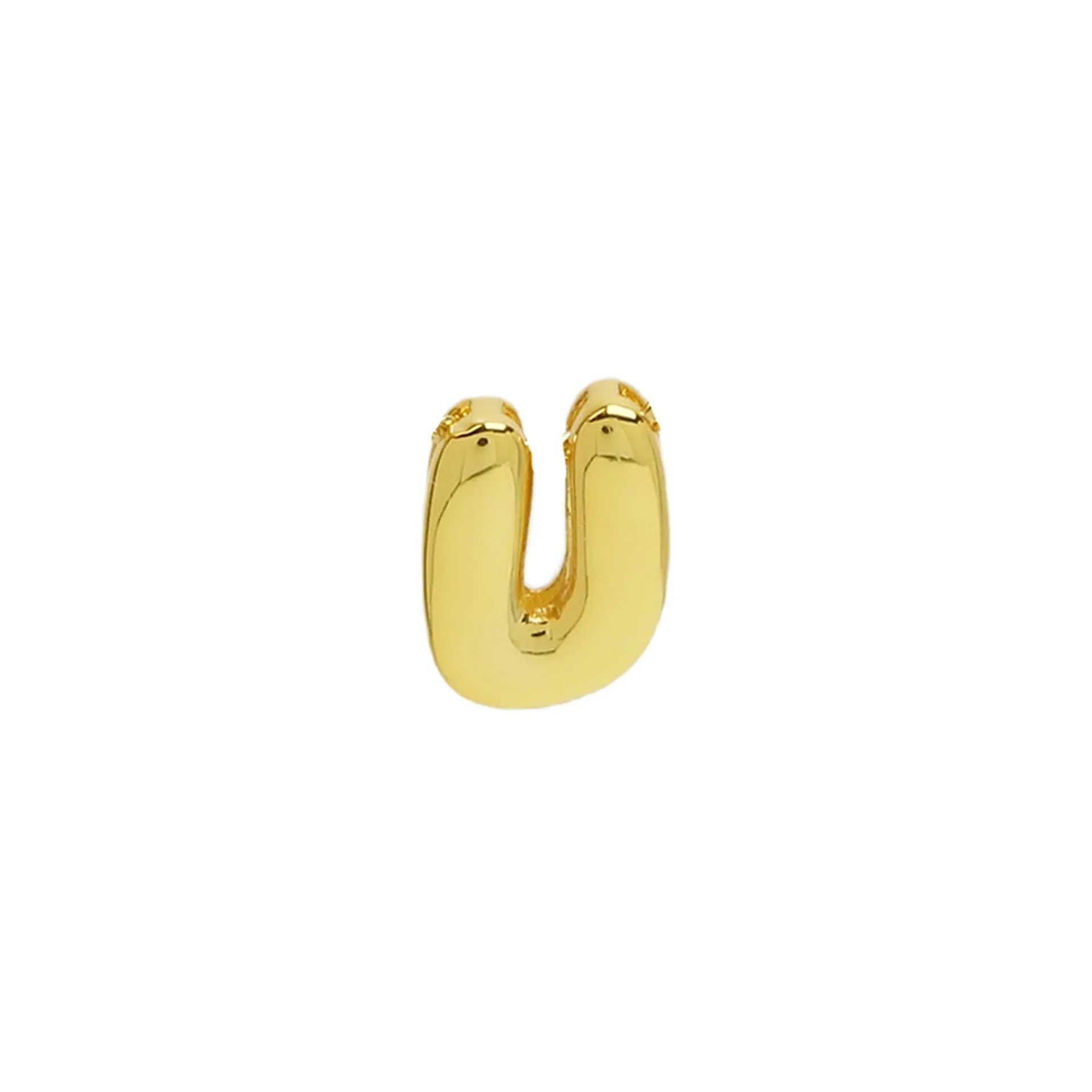18k brass smooth surface bubble letter bracelet with pendant in gold colour on copper alloy