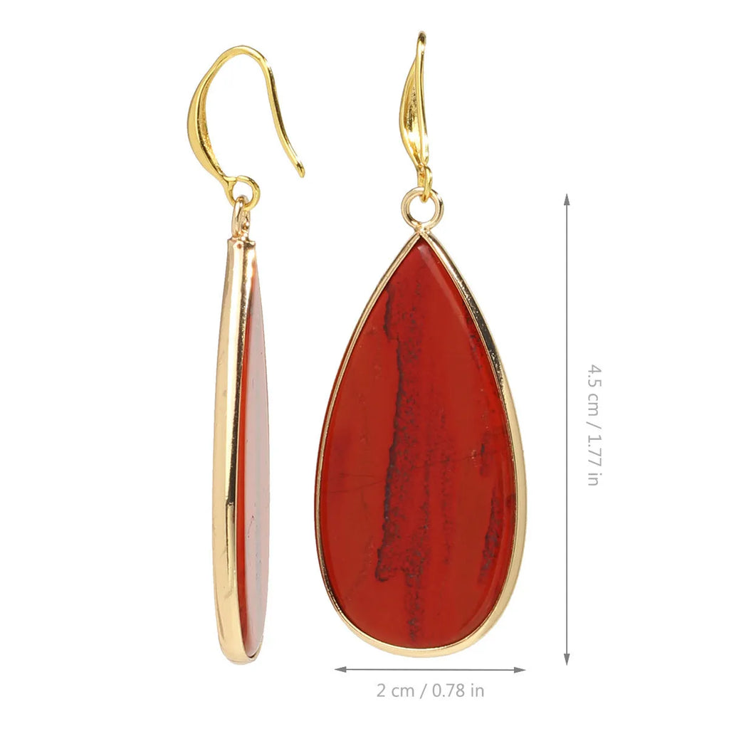 Vintage long water drop stone earrings in five colour options with textured surface