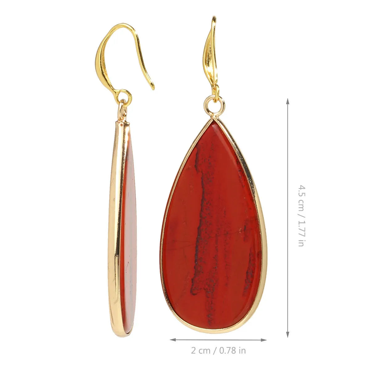 Vintage long water drop stone earrings in five colour options with textured surface