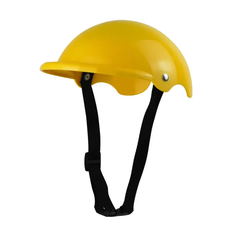 Small S Size plastic pet motorcycle helmet shown in pink, black, yellow, and green colour options.