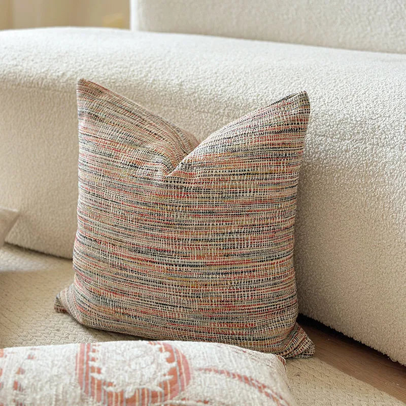 American-style jacquard sofa backrest cushion cover with paisley pattern in amber colour.