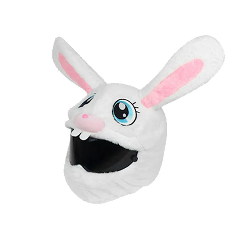 White long-eared rabbit head decorative cover for motorcycle helmet