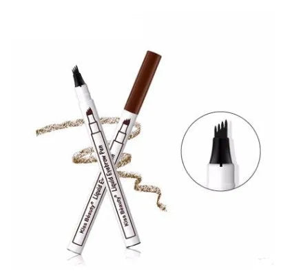 Music Flower waterproof natural eyebrow pen with four-claw fork tip, available in Chestnut, Brown, and Dark Grey