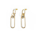 Sterling silver needle colour geometry hoop earrings with ring and line design elements