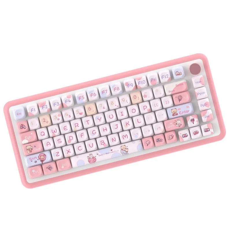Sweet Cotton Candy pastel pink blue white mechanical keyboard keycap set with 112 or 120 key options