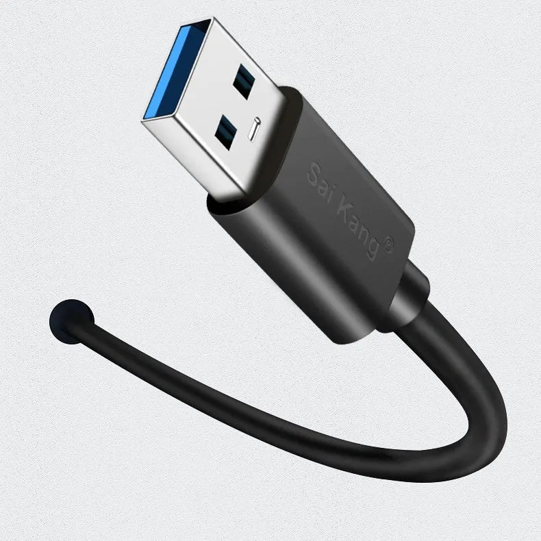 Black USB extension cable male to female connector with aluminium foil and mesh double-layer shielding