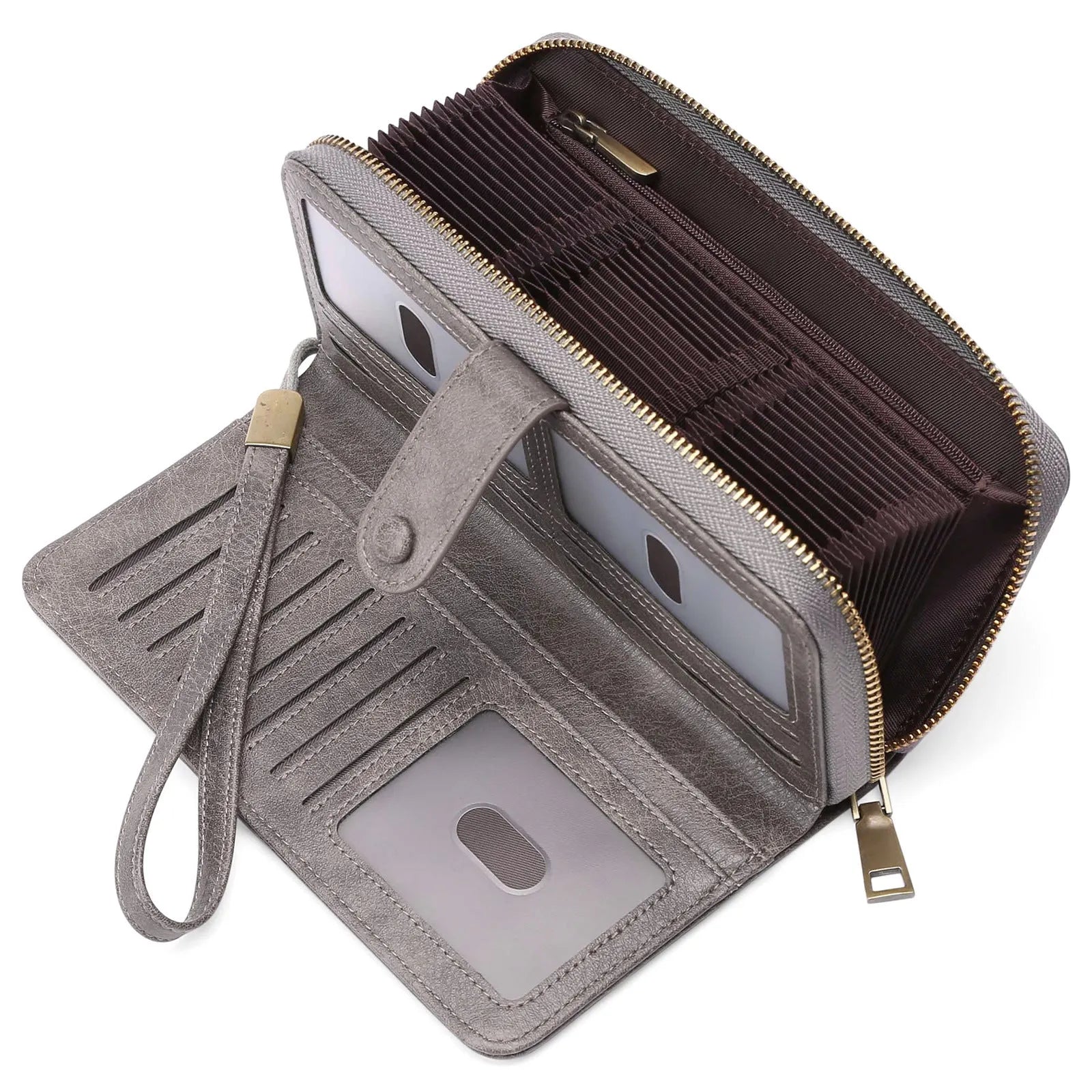 Women's expanding RFID-protected passport wallet in pu leather, shown in multiple colour options.