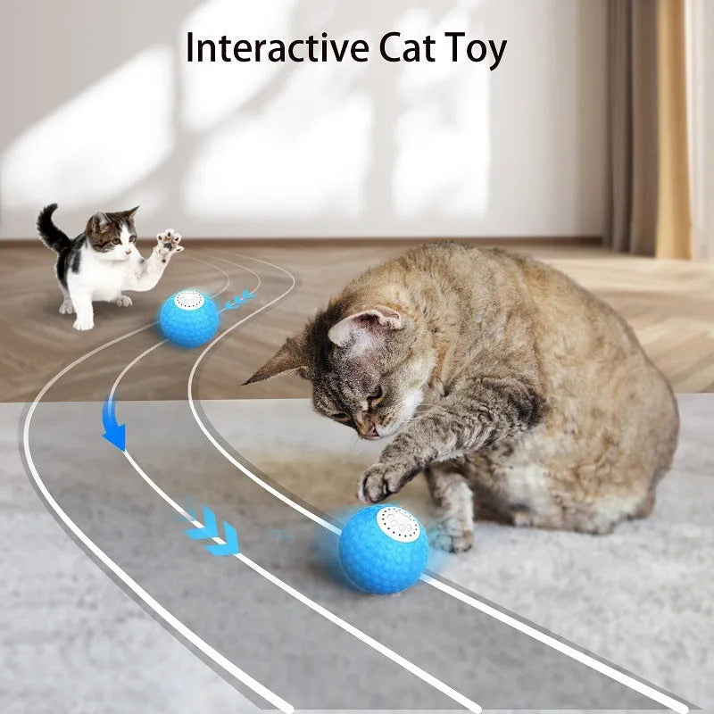 Remote-controlled blue cat ball toy with sound features for interactive feline play