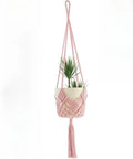Hand-woven flower pot net pocket extension cord in brown polyester cotton