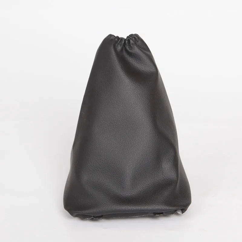Black leather dust cover for Corolla car gear lever, showing dimensions.