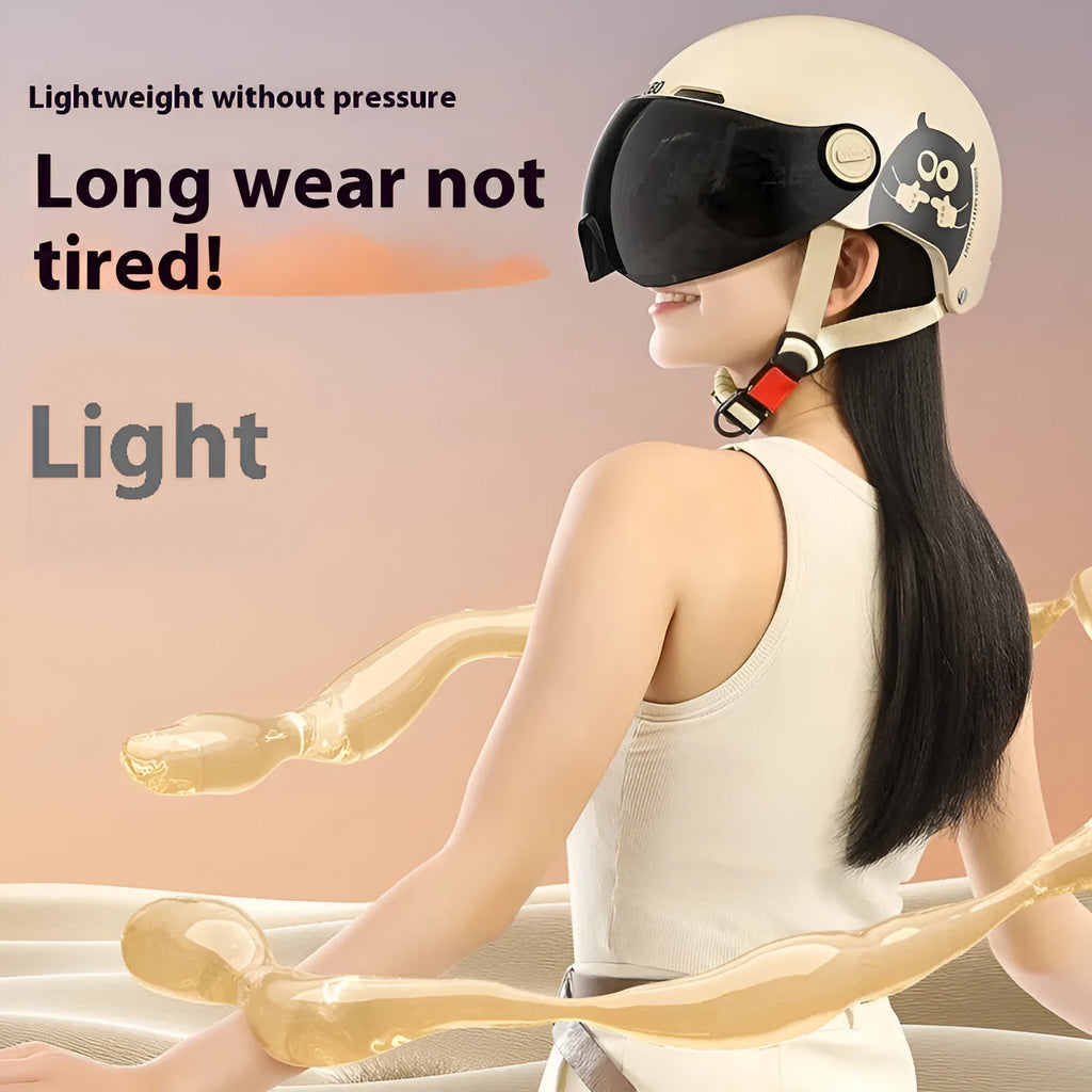 White ABS electric motorcycle helmet with sun protection short mirror for commuting