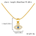 Blue eyes diamond devil's eye copper pendant necklace with electroplated finish on adjustable cross chain