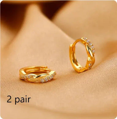 Geometric round hemp rope and copper earclip earrings for women in gold or silver colour