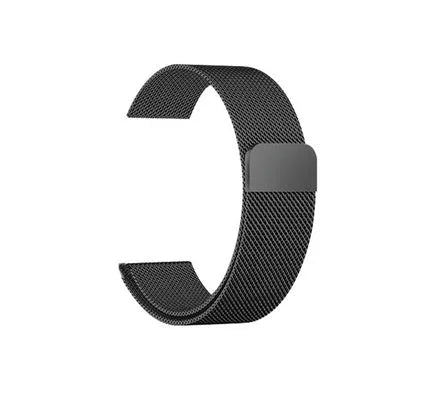 Stainless steel watch strap in silver, black, gold, and rose gold colours for 38mm and 42mm watches.