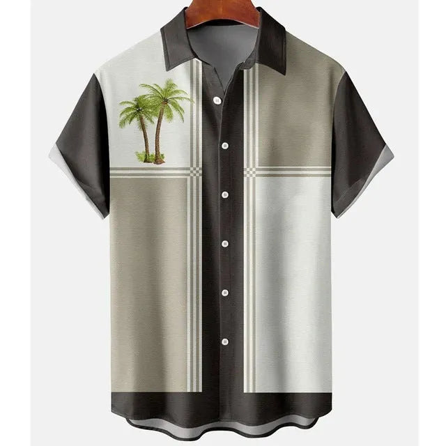Men's slim fit short sleeve shirt with 3D floral digital printing in various colour options