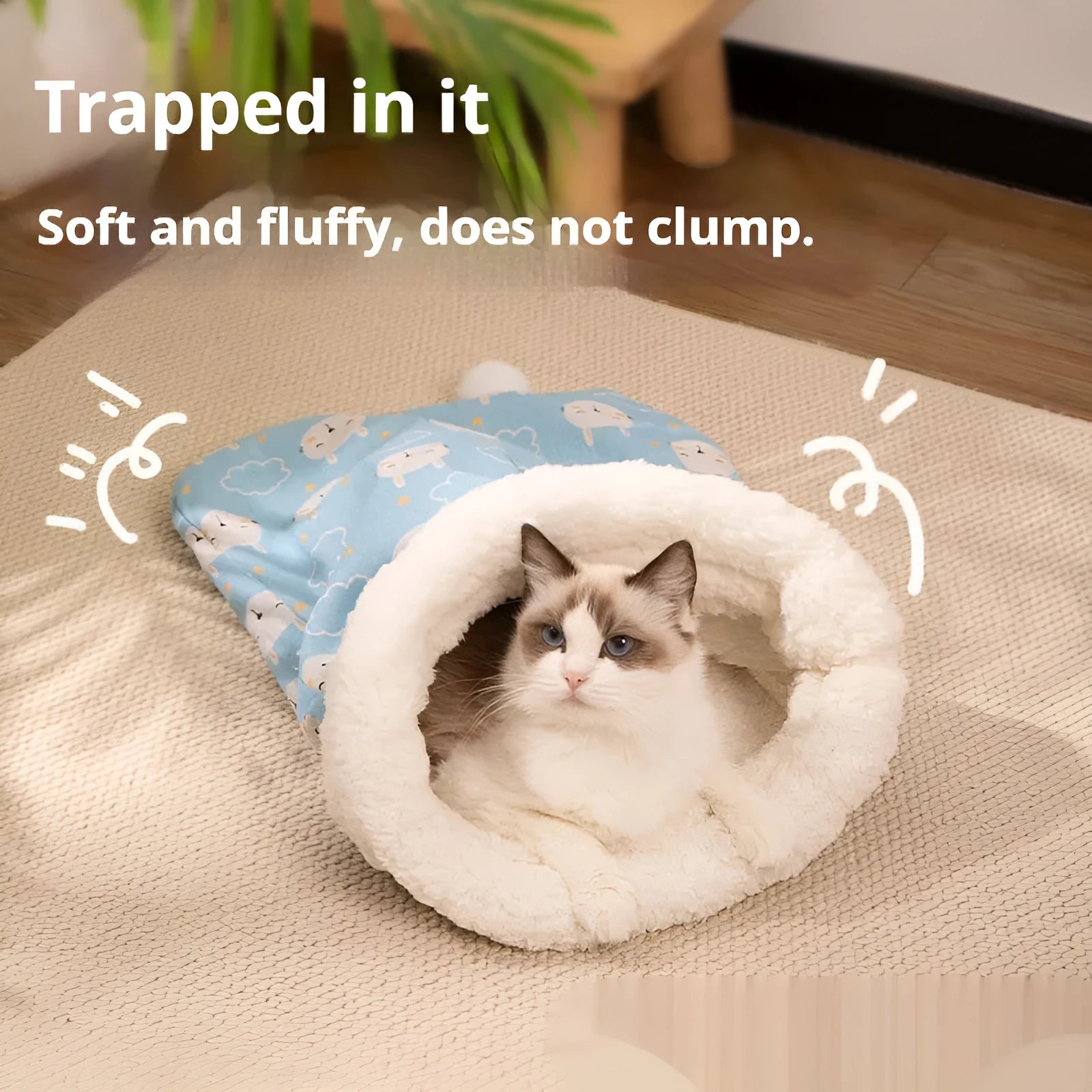 Flannel cat sleeping bag pet nest measuring 50 by 40 centimetres with PP cotton filling