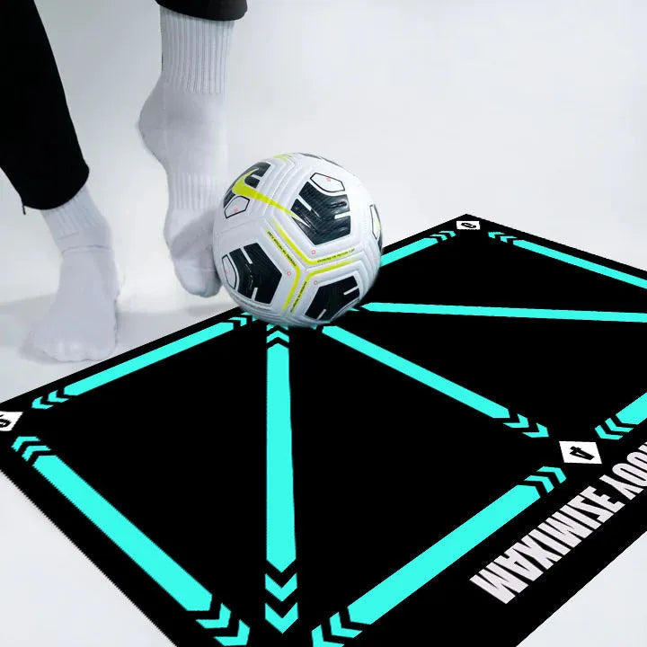 Grey rubber football training mat for indoor skill practice with cushion construction