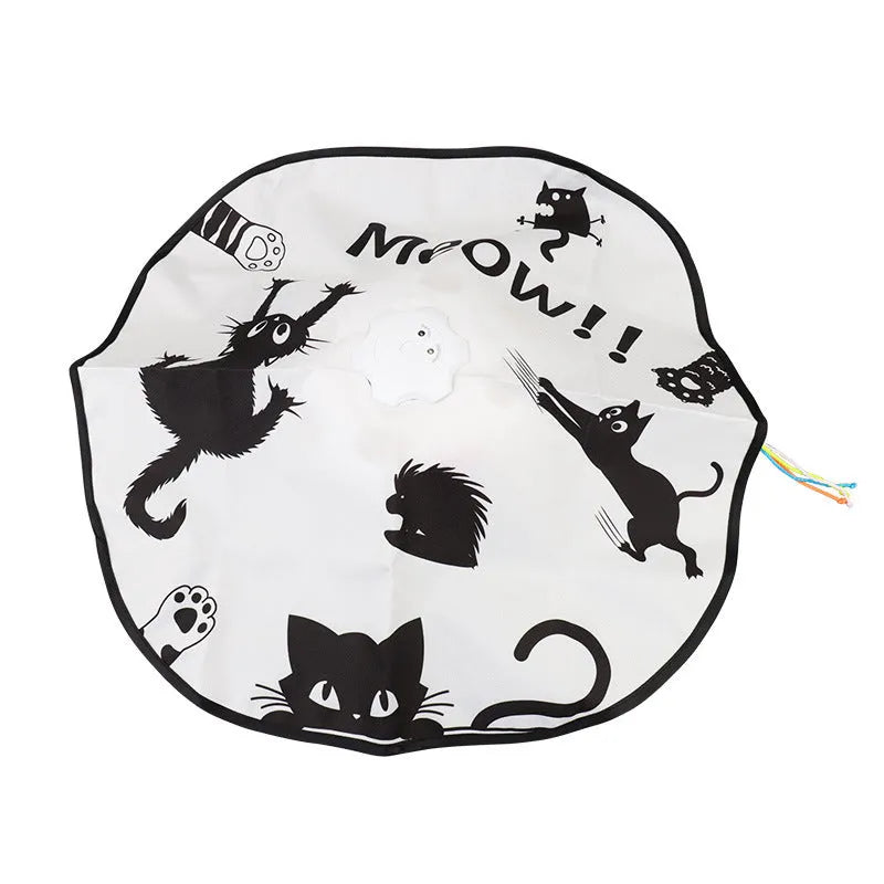 Plastic self-play cat teaser wand with feather attachments measuring 19.8cm