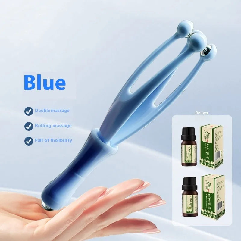 Blue and white steel ball finger massager with PP construction for hand joint pressure therapy