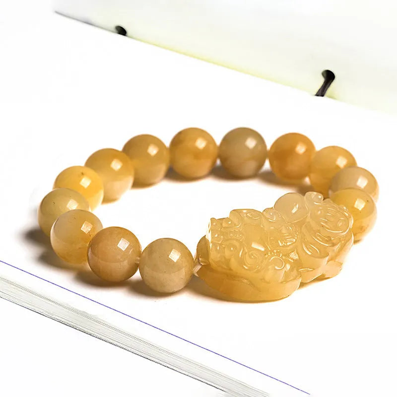 Carved Jinsi Jade money bracelet with golden thread patterns in two size options